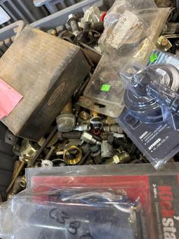 Tote contains various nuts, bolts, fittings and other items