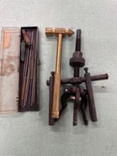 Pilot bearing puller, brass hammer and various items