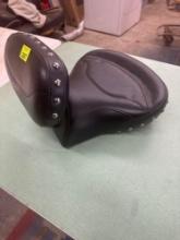 Motorcycle seat with studded design and backrest