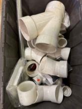 Tote with misc PVC fittings