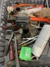 Flash box cutter, pipe wrenches, spray paint, tub removal tool and other items