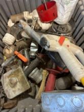 Hole saw bits, gas pipe fittings, chaulk line and other items