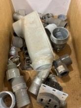 Mixed lot of electrical items, fittings, conduit body with cover