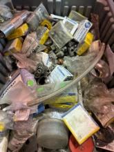 Mixed lot of turn stops, supply line, wrench and other various items
