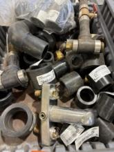 Mixed lot of HDPE fittings, lavatory faucet, brass fitting and other various items