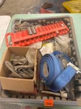 Tote contains 2 winch straps, socket holder with some sockets, and more
