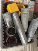 Aluminum duct, nails in tote