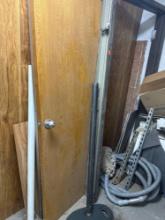 This lot contains Door, brackets, black pipe, toilet, tarp and other items
