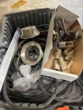 Brass connectors, electrical cord, Milwaukee tool bag, pipe coupling and more