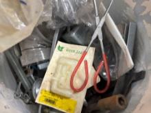 5 gallon bucket with tongs, staples, elbow and nozzle threaded, trailer hub and more