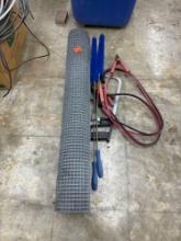 Jumper cables, wire fence, hacksaw, dyer vent brushes