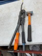 Pry bar, bolt cutters, brass head hammer 3 times the money
