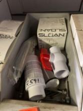 Shower arm, PVC ball valve and miscellaneous items