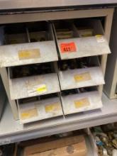 Metal hardware organizer with contents Contents and measurements in photos
