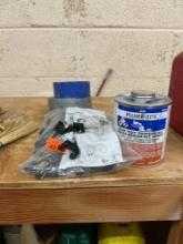 PVC cement, painters tape, duck tape, twin tube talon with screws