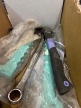 Hammer, wrench, glove and other miscellaneous items