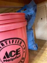 Bucket with PVC fittings, Diamond crystals salt in bag