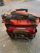 Husky tool bag with miscellaneous items inside