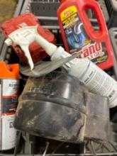 Drano, Milwaukee case(contents unknown), spray paint, and other various items