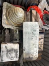 Lot has tote with furnace control, HVAC wiring extender, fan cycling and other various items