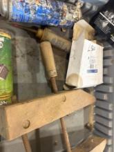 Tote with wood clamp and other various items