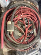 Tote container, extension cord, air compressor hose, and other various items