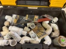 Tool box with Multiple PVC fittings, International refrigeration access fittings and other various