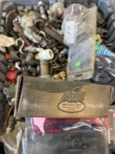 Tote contains various nuts, bolts, fittings and other items