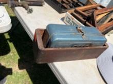 Small tool box in wooden box