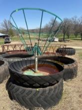 73 x 55 tire mounted hay feeders. mustbring help to load. Condition unknown