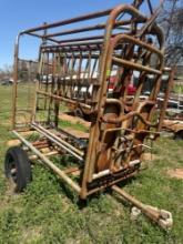 Portable squeeze chute for cattle5x90 Must bring help to load Condition unknown
