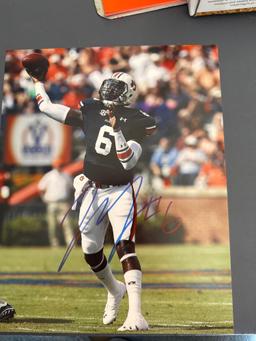 Football signed photos Landry Jones, Jim Brown, Justin Blackmon, Jeremy Johnson