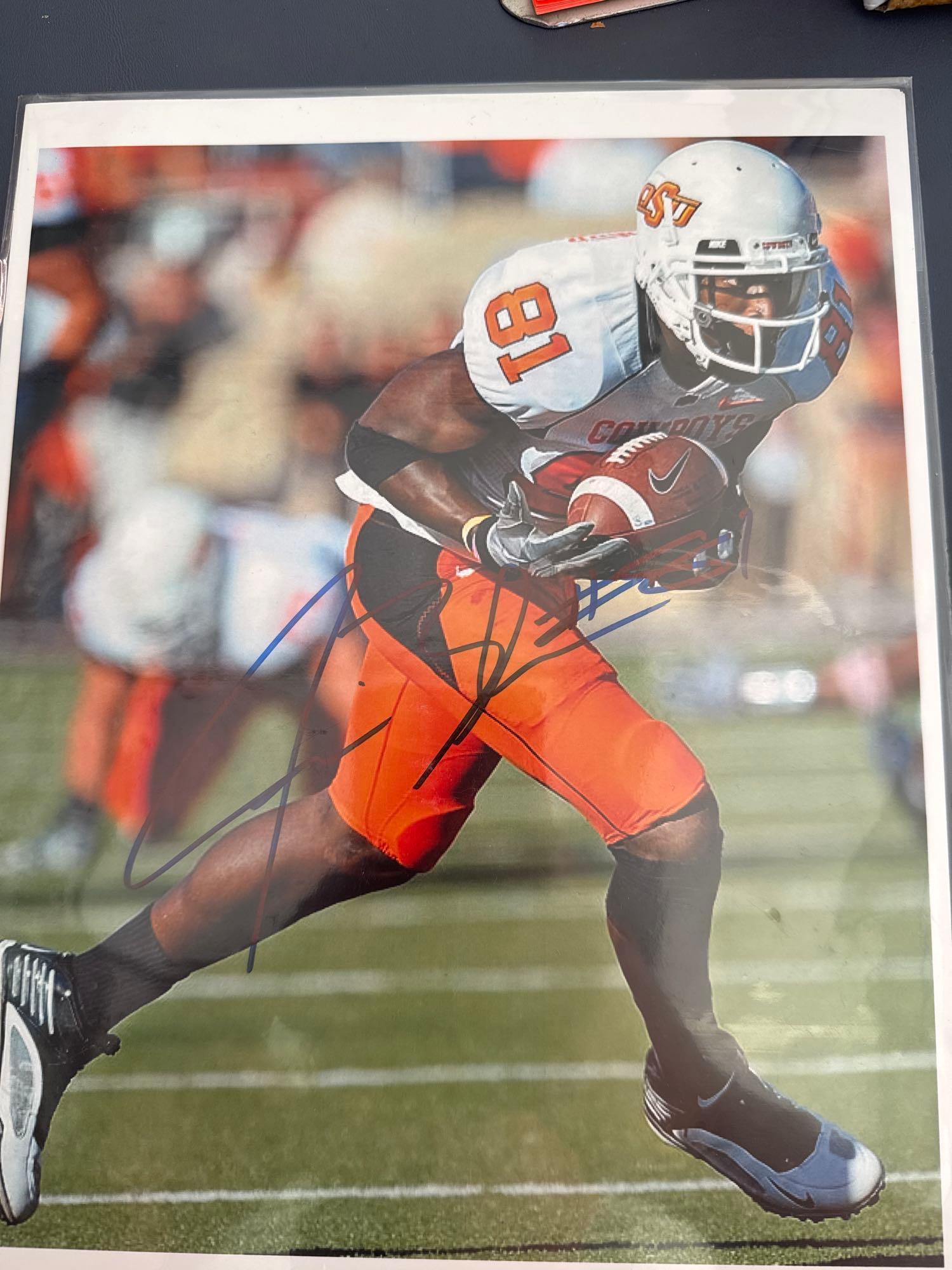 Football signed photos Landry Jones, Jim Brown, Justin Blackmon, Jeremy Johnson