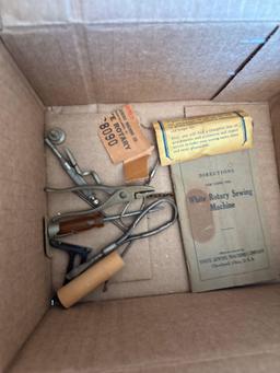 White rotary, sewing machine, parts, and tools for repair