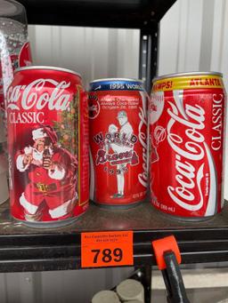 3 vintage Coca Cola cans, not opened