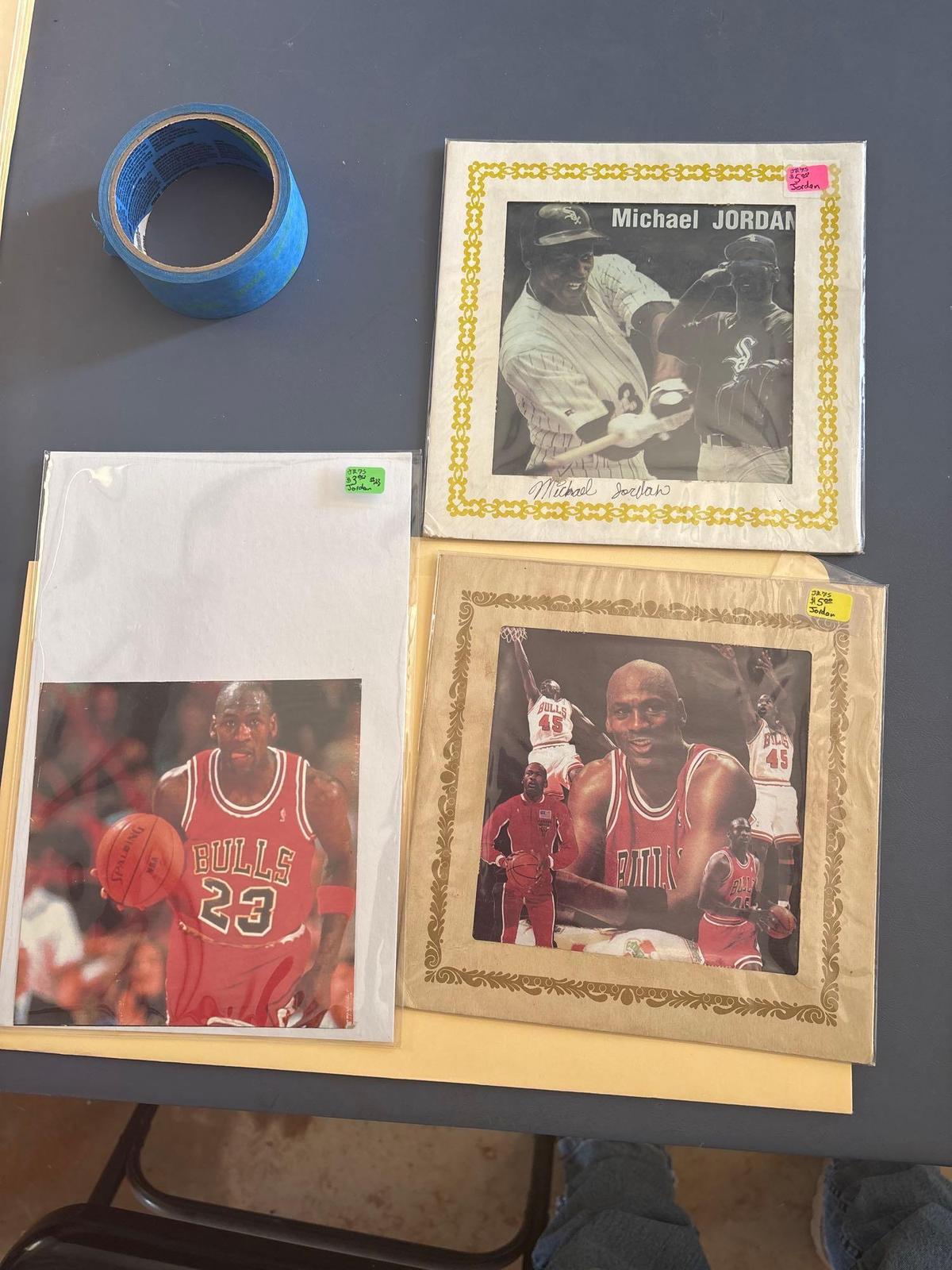 Photograph of Michael Jordan playing basketball and baseball