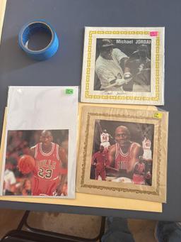 Photograph of Michael Jordan playing basketball and baseball