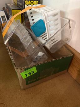 Smoke detectors, plastic containers
