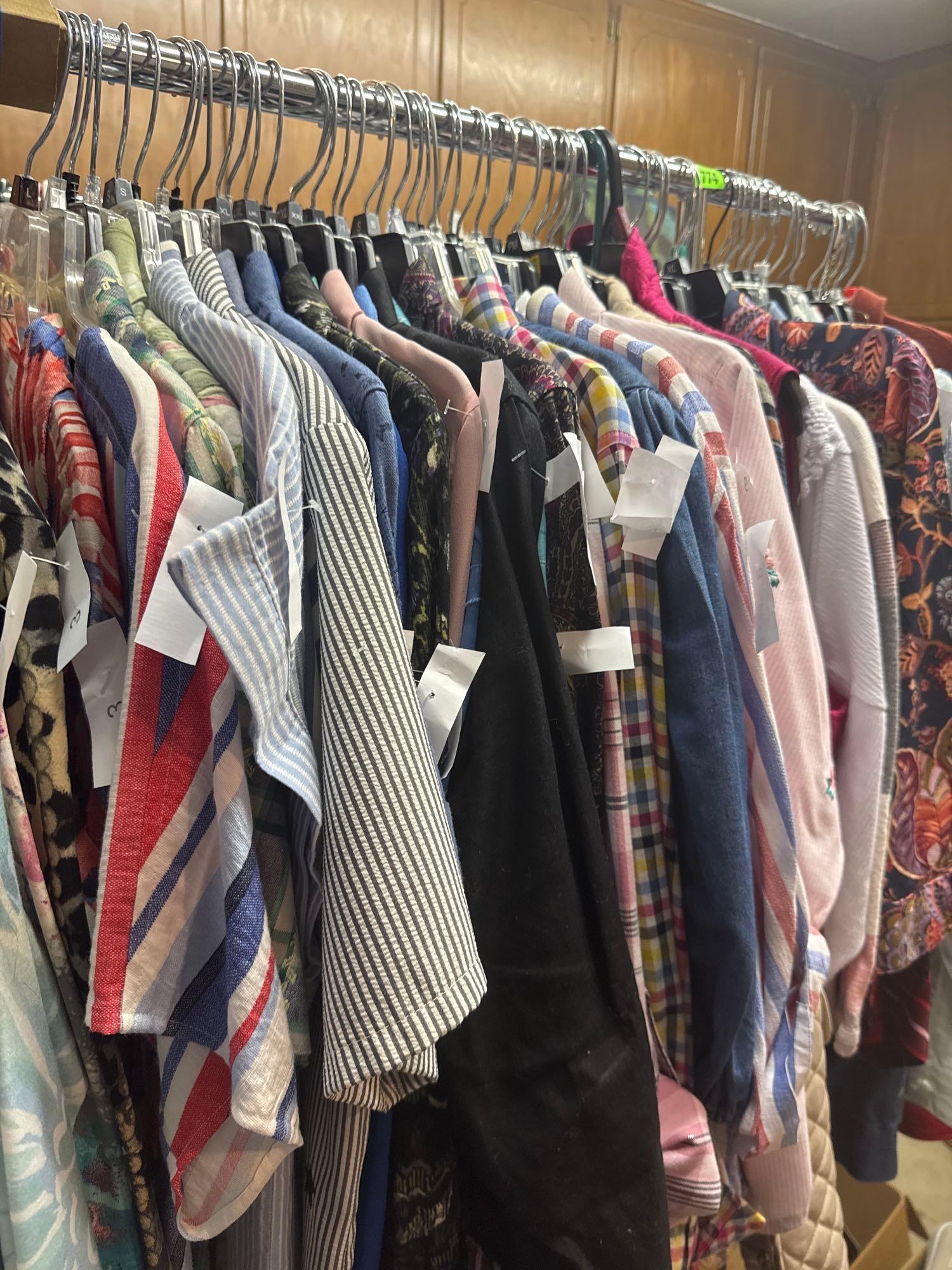 Womens blouses and shirts sizes 810, mediums, 63 pieces