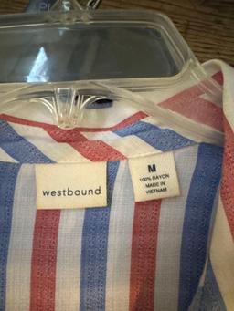 Womens blouses and shirts sizes 810, mediums, 63 pieces