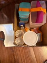Box of kitchen storage containers,