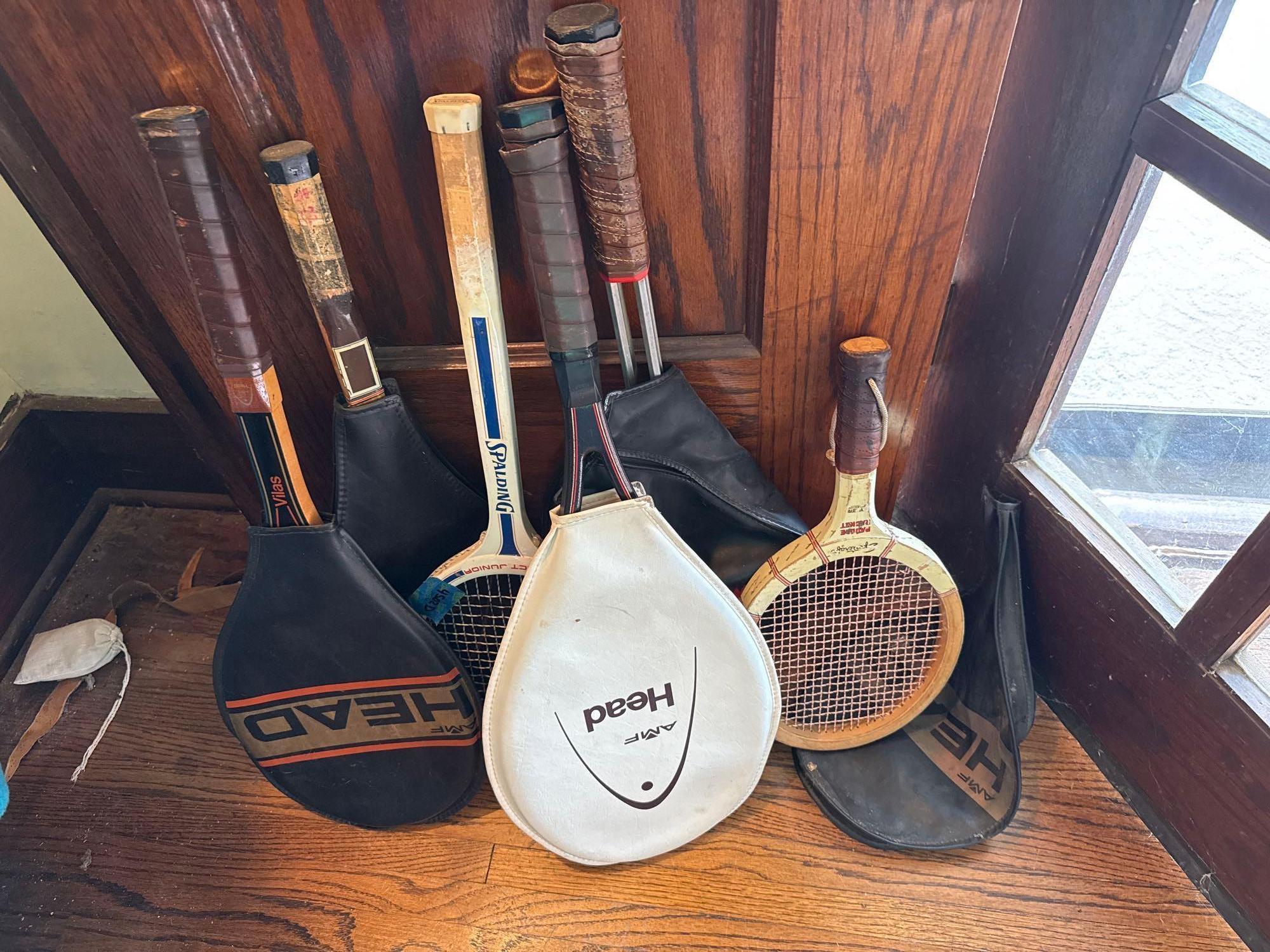 5 Tennis rackets, paddle racket, covers