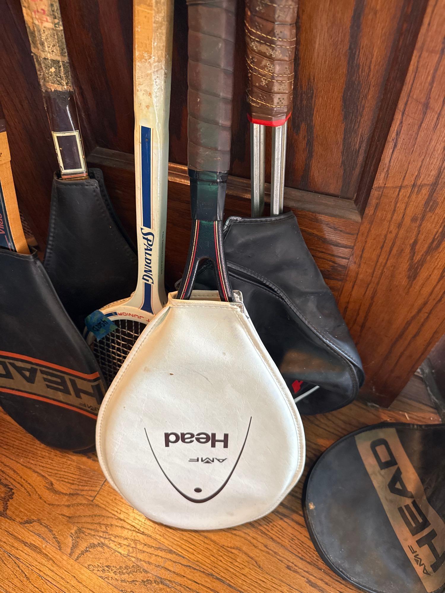 5 Tennis rackets, paddle racket, covers