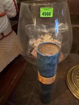 Glass base with matches