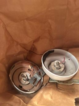 Box of light globes and fixtures