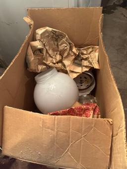 Box of light globes and fixtures