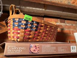 Woven baskets and carving board