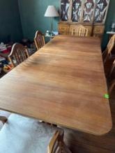 Dining room table for six chairs, three leaves, 95.75 inches long and 40 inches wide, height 30
