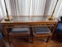 Sofa table (only) with two matching stools, item located in dining room
