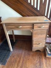 Desk 34inches wide x 17 inches deep x 30 inches tall one handle missing